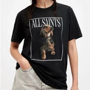ALLSAINTS Pepper Dog Artwork Oversized T-Shirt Size XS